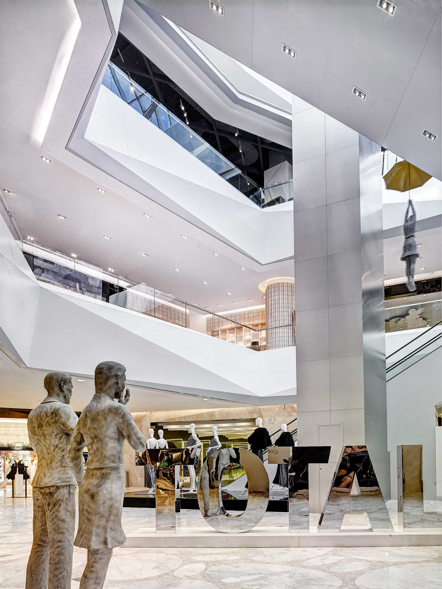 A group of statues in a building.
