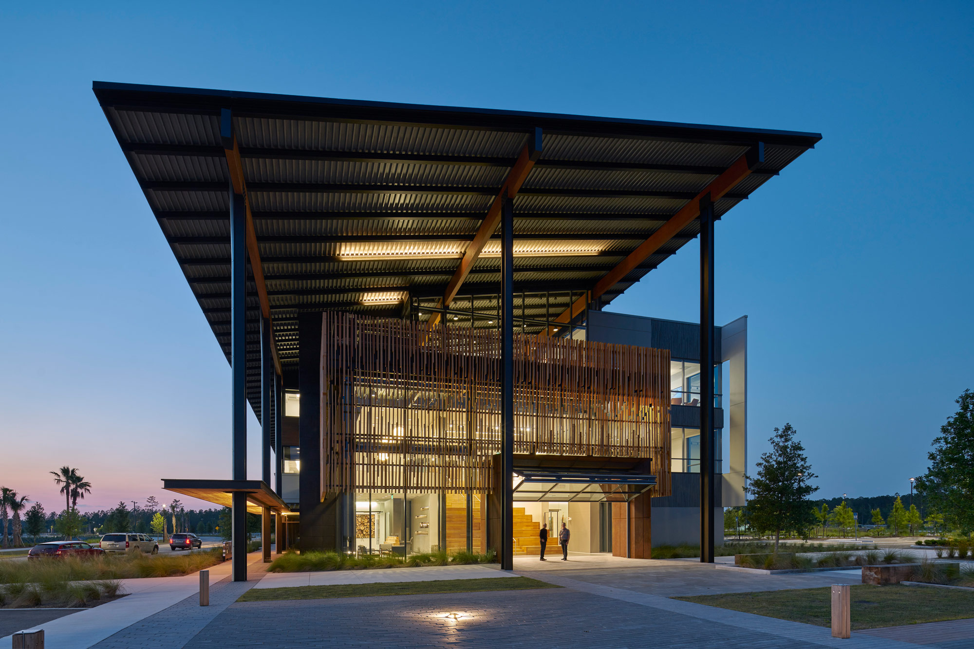 A building with a large glass roof.