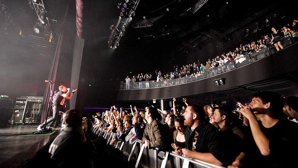 A crowd of people at a concert.