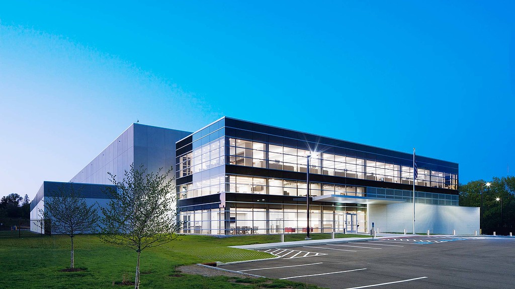 A building with glass walls.