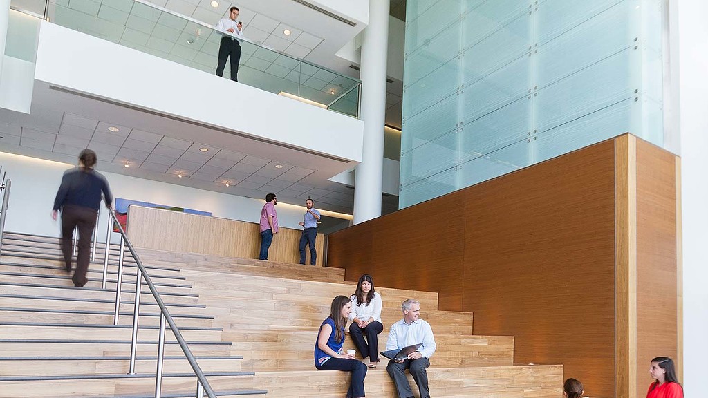People sitting on the stairs.
