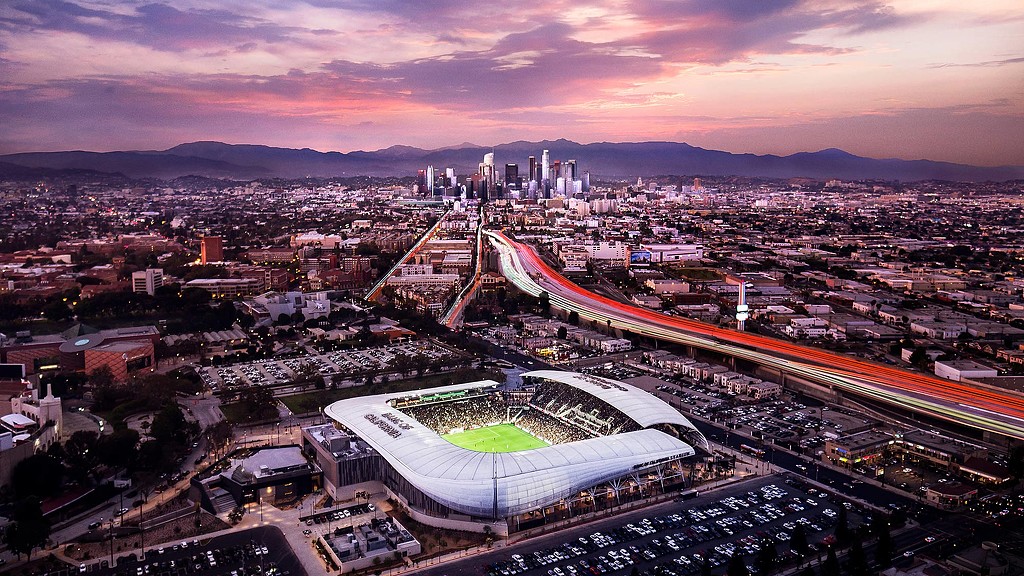 BMO Stadium aerial rendering.