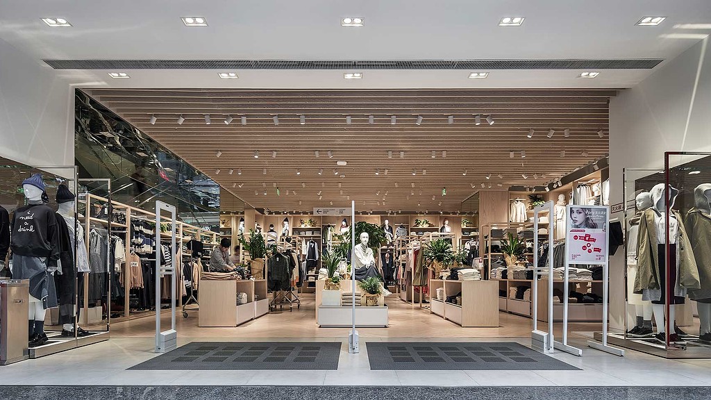 A store with a display of clothing.