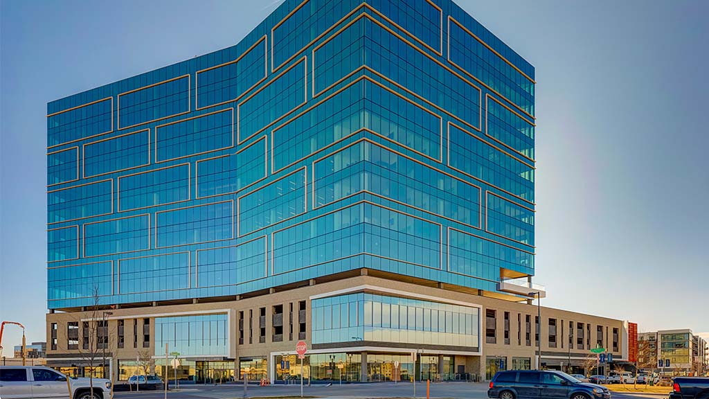 A large building with many windows.