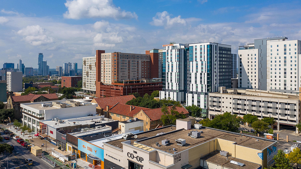 A city with many buildings.