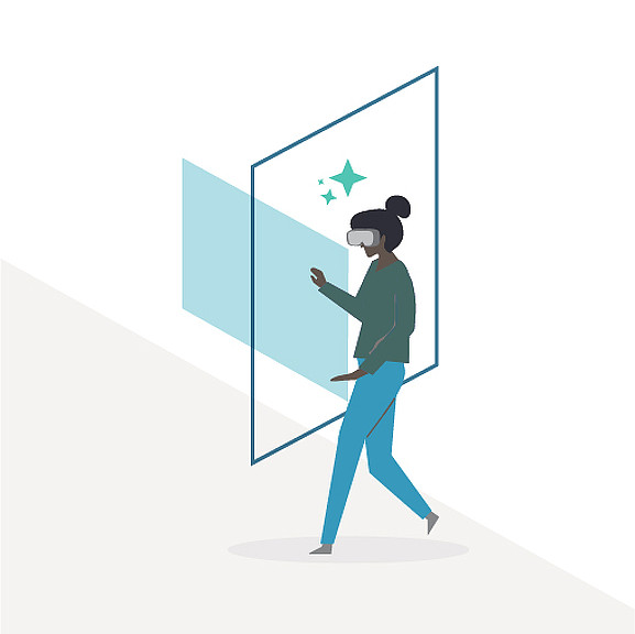 A person walking in a room.