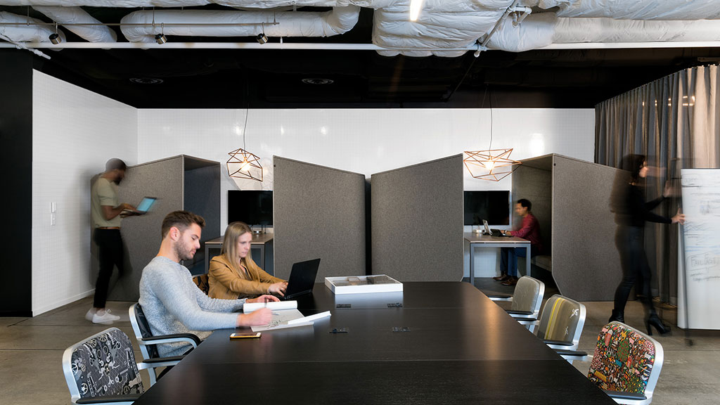 A group of people in a room.