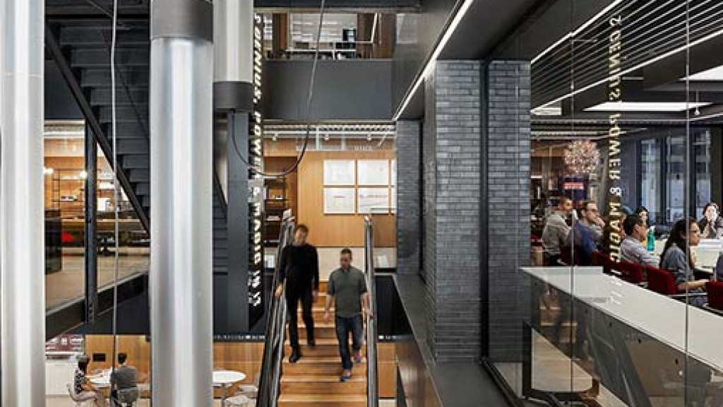 People walking in a building.
