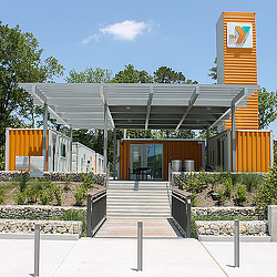 A building with a glass roof.