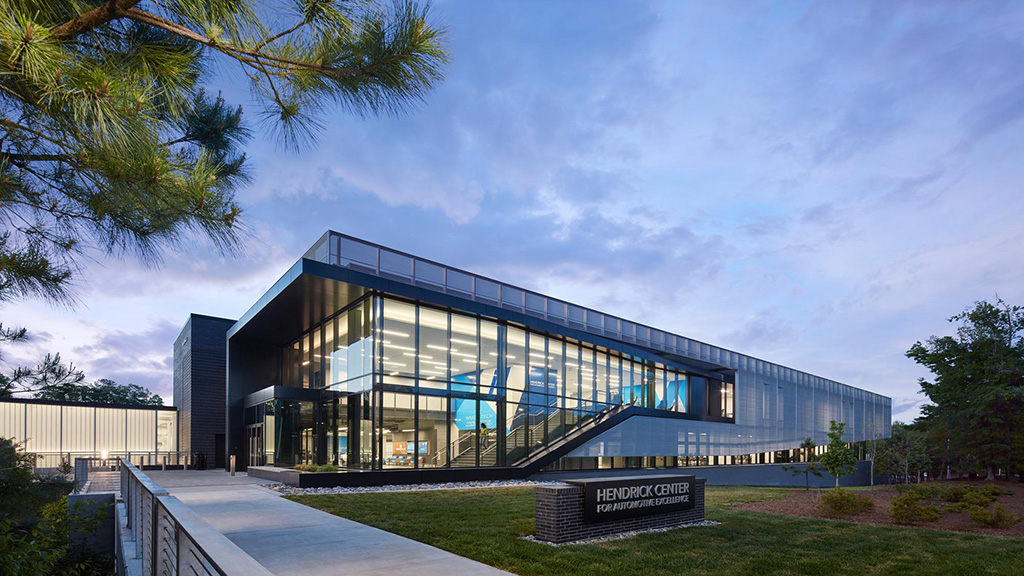 A building with glass walls.