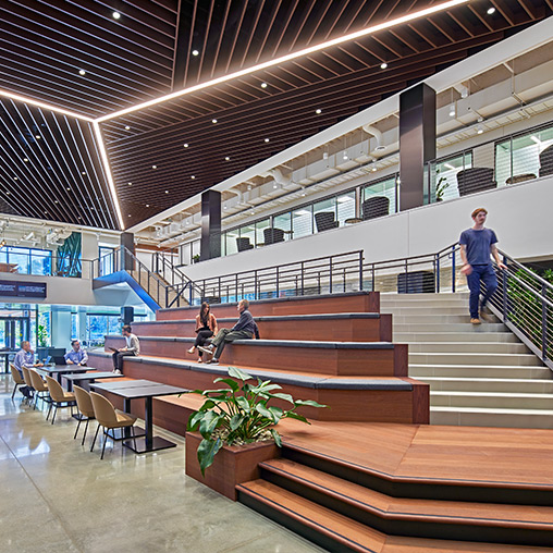 Mercedes-Benz Financial Services Headquarters central staircase.