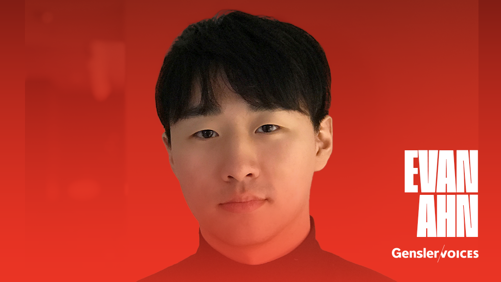 Evan Ahn headshot with Gensler Voices overlay
