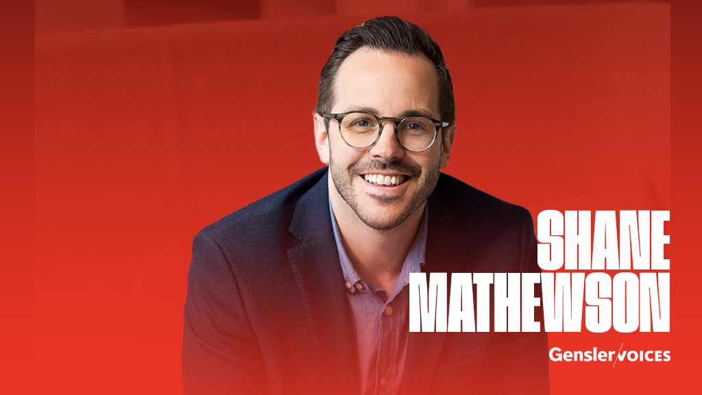 Shane Mathewson headshot with Gensler Voices text overlay