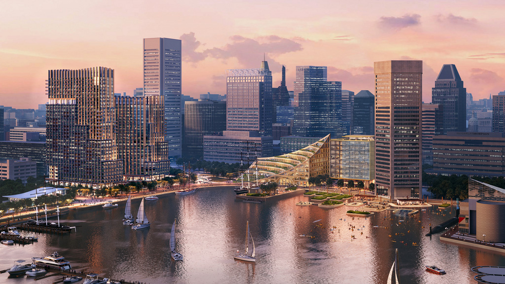 Baltimore Harborplace aerial view rendering