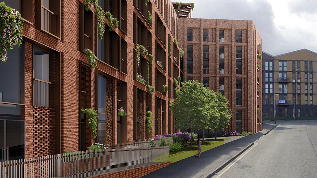 Holliday Street residential building street view rendering