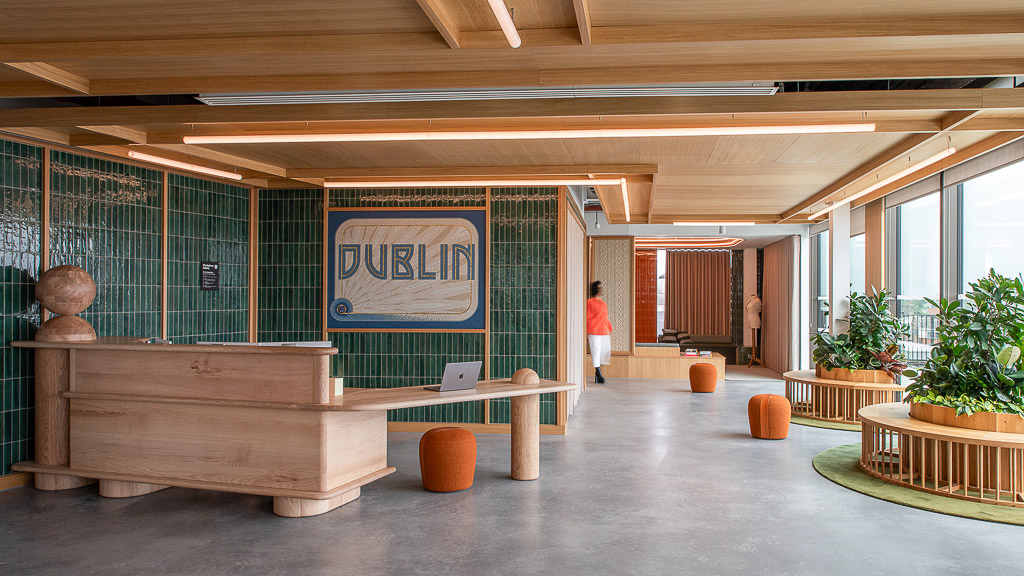Etsy Dublin workplace reception area with Dublin sign